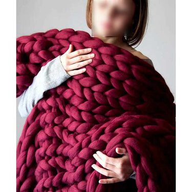 Plaid Grosse Maille Bordeaux